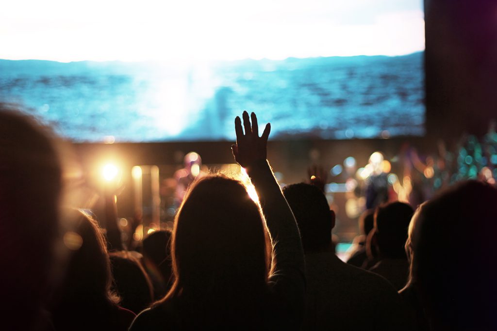 Church worship crowd